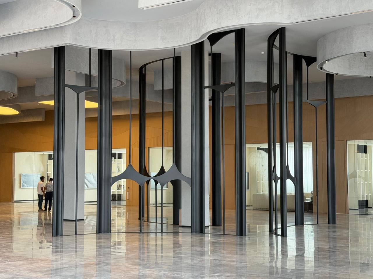 Aanjana Arts black metal lobby partition