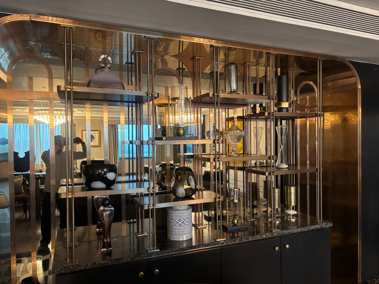 Aanjana Arts copper shelving display unit