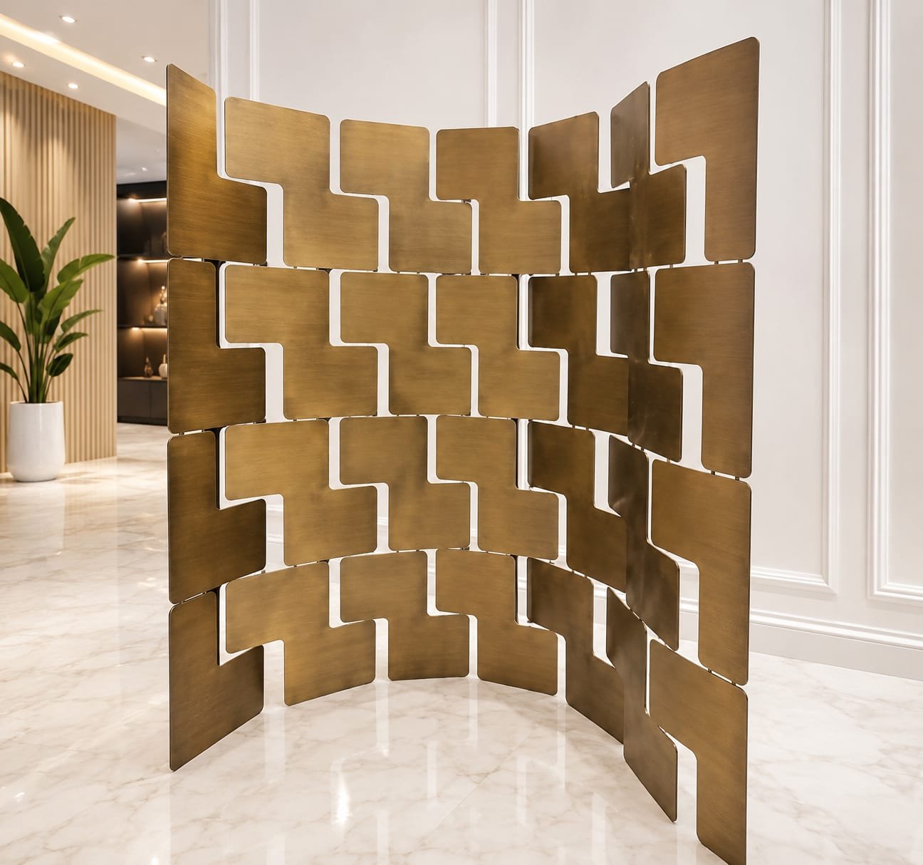 Custom brass room divider design